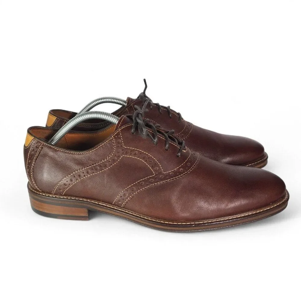 Johnston & Murphy Warner Plain Toe Leather Oxfords‎ 20-6943 Brown Men's 10.5D